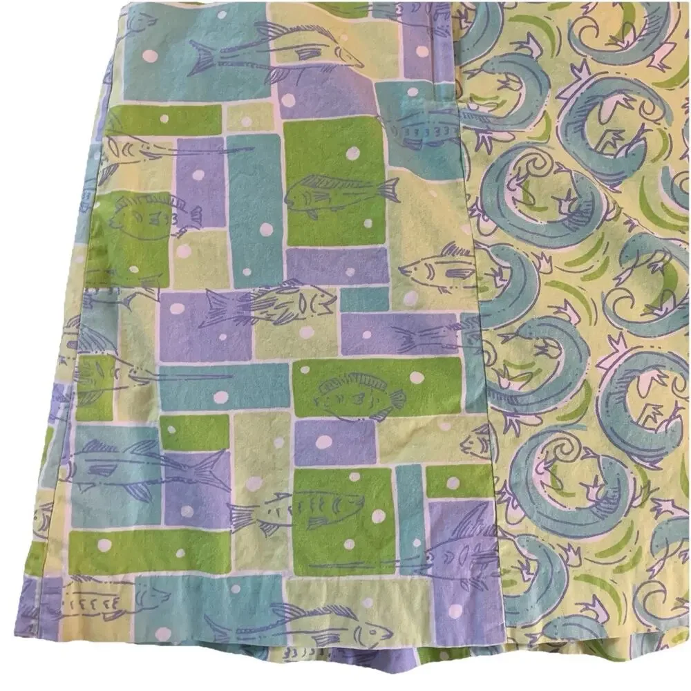 Vintage Lilly Pulitzer Ocean Coastal Patchwork A-Line Shift Dress Size 6X Resort
